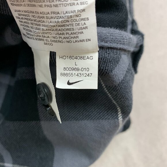 Nike Sb Mens Flannel Shirt Large Gray Plaid Button Up Long Sleeve Skateboarding - Picture 6 of 7